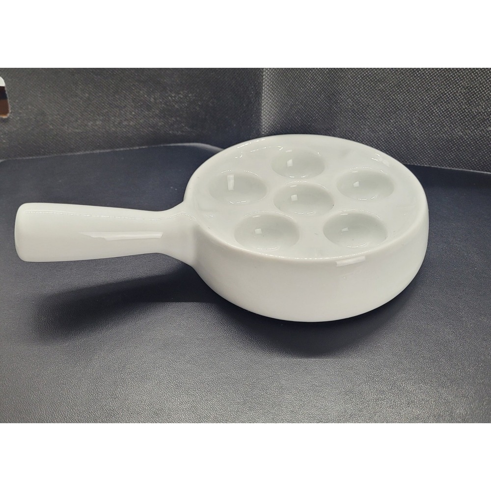 BIA Cordon Bleu Escargot Dish White Porcelain 6 Well Snail Pan Oven Safe
